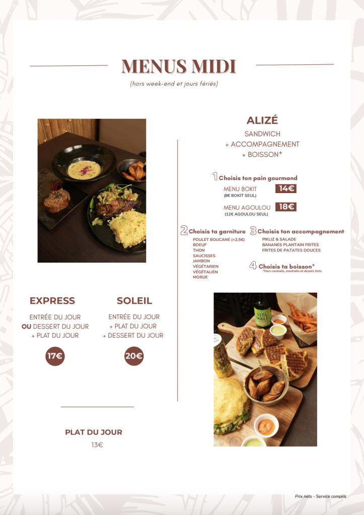 menus midi